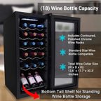 NutriChef Digital Electric Thermoelectric Wine Chiller Cooler, 18 Bottle, Black