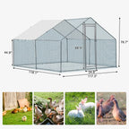 Al Fresco Metal Chicken Coop With Waterproof Cover, Silver, 10 x 10 ft