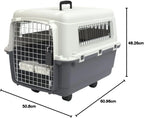SportPet Designs Plastic Airline Approved Rolling Dog Kennel With Wire Door, XXX-Large, Gray, 48in L x 32in W x 36in H