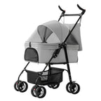 iMounTEK 4-Wheel Foldable Pet Stroller With Removable Liner And Storage Basket - Gray