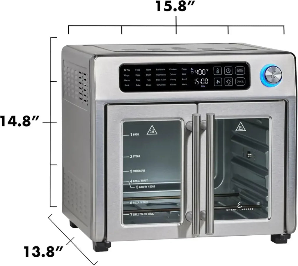 Emeril Lagasse 26 Quart Extra Large Air Fryer Convection Toaster Oven With French Doors - Stainless Steel