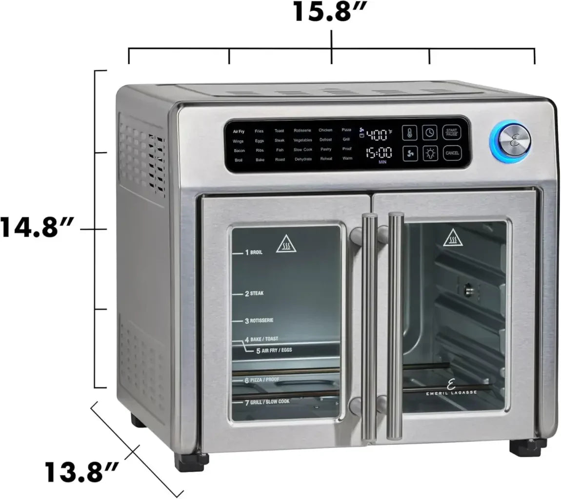 Emeril Lagasse 26 Quart Extra Large Air Fryer Convection Toaster Oven With French Doors - Stainless Steel