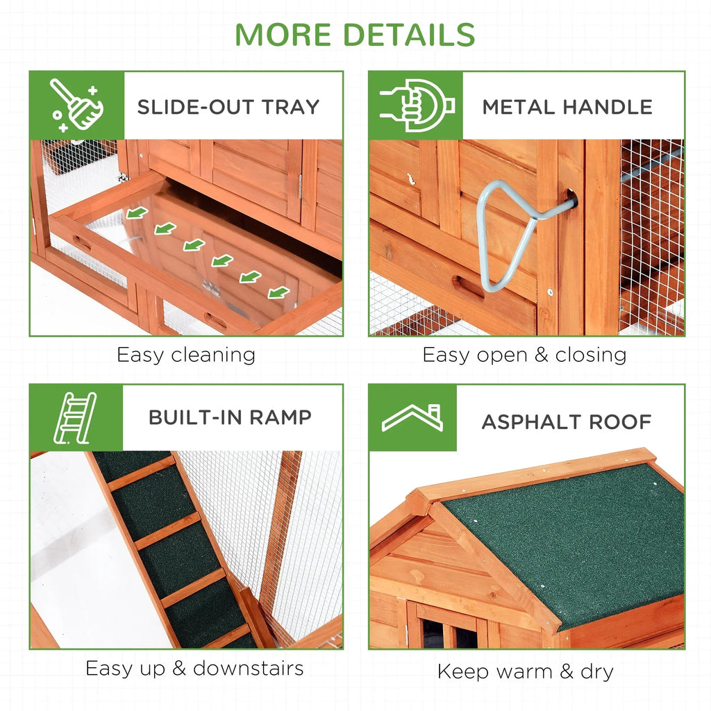 Pawhut Wooden Chicken Coop With Double Nesting Boxes And Outdoor Run