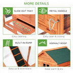 Pawhut Wooden Chicken Coop With Double Nesting Boxes And Outdoor Run