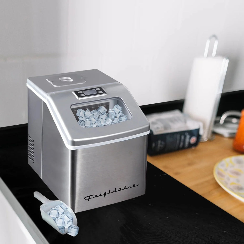 Frigidaire Countertop Clear Square Ice Maker, 40 lbs. Per Day - Stainless Steel