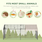 PawHut Metal Chicken Coop, 86.5 in x 40.5 in, Beige - Portable Small Animal Playpen