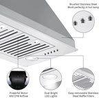 Range Hood 30 inch Built-In Insert Vent Hood, 600 CFM, Stainless Steel