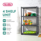 Sterilite Plastic Indoor Outdoor 4-Shelf Shelving Unit, Flat Gray, 3 Pack