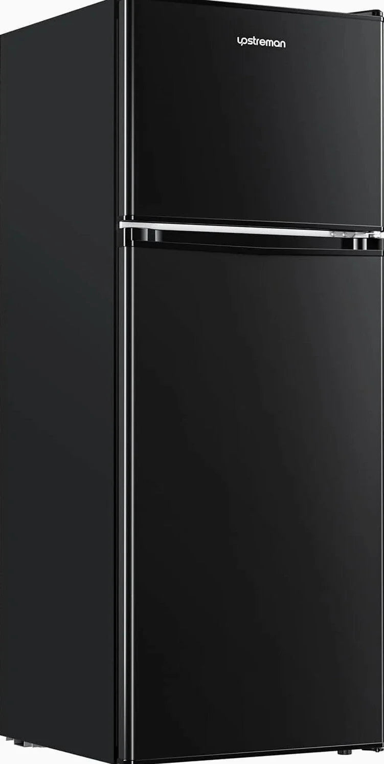 Upstreman 4.0 Cu.Ft Double Door Mini Fridge With Freezer, Black - BR401