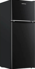 Upstreman 4.0 Cu.Ft Double Door Mini Fridge With Freezer, Black - BR401