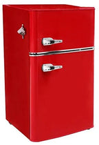 Compact Two-Door Refrigerator With Freezer, 3.2 Cu Ft, Red/Black, 19.69 x 21.06 x 33.46 Inches