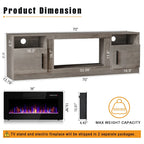 Waleaf TV Stand With 18 in Electric Fireplace And Adjustable Glass Shelves - TVs Up To 65 inch