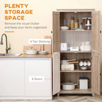 HOMCOM Freestanding 4-Door Kitchen Pantry Storage Cabinet, 72in, 4-Tier - Adjustable Shelves