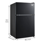 Arctic King Two-Door Mini Fridge With Freezer, 3.2 Cu ft, 18.5 in x 19.4 in x 33.3 in, Stainless Steel - E-Star