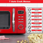 Galanz Retro Countertop Microwave Oven, 0.9 cu ft, Red - GLCMKZ09RDR09
