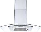 Wall Mount Range Hood 30 inch Convertible Tempered Glass 3-Speed 450 CFM - 3375B