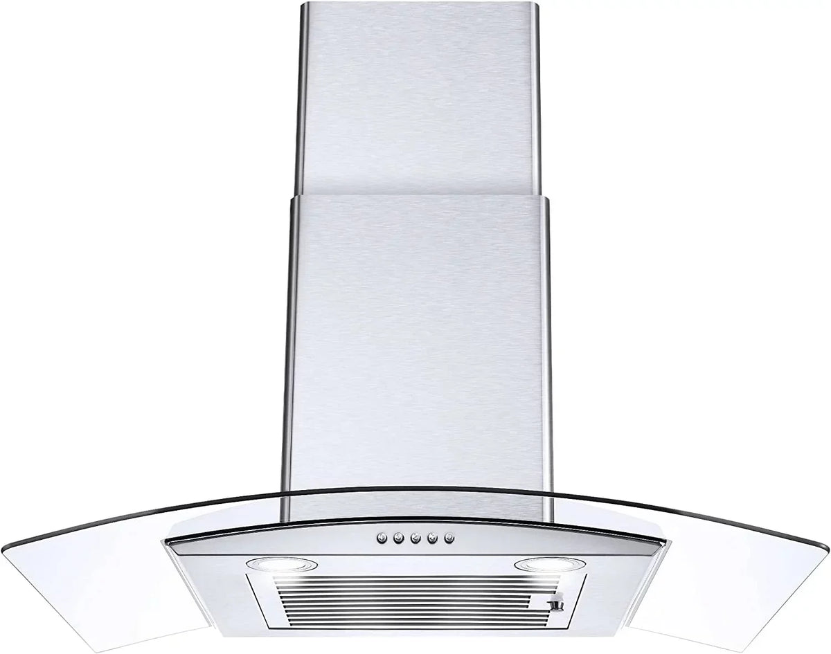 Wall Mount Range Hood 30 inch Convertible Tempered Glass 3-Speed 450 CFM - 3375B