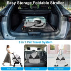 iMounTEK 4-Wheel Foldable Pet Stroller With Removable Liner And Storage Basket - Gray