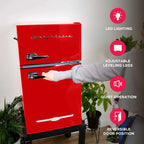 Frigidaire Retro Two-Door Compact Refrigerator With Freezer, 3.1 Cu. Ft., Red