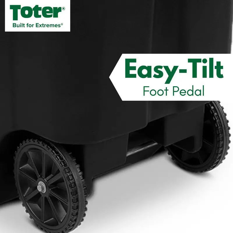 Toter 64 Gallon Black Outdoor Trash Can With Wheels And Lid