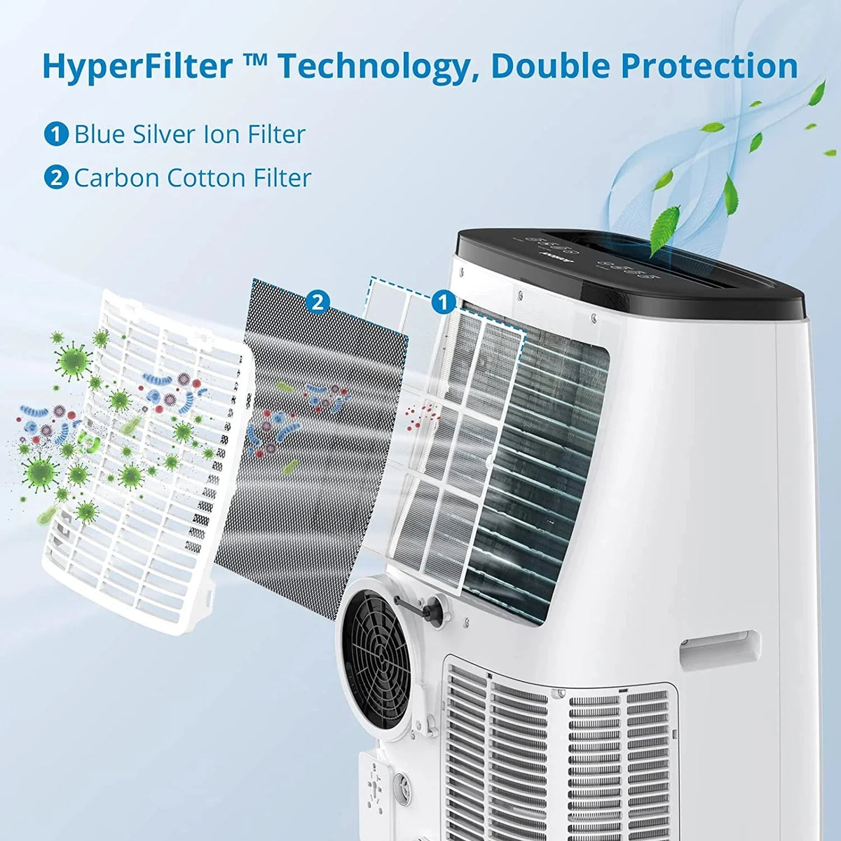 BLACK+DECKER Portable Air Conditioner 14,000-BTU 3-Speed 1,250-Watt With Remote - BPP10WTB
