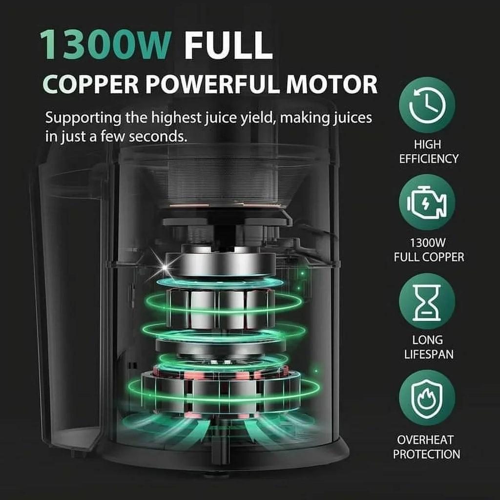Centrifugal Juicer Machine 1100W, 3 in Feed Chute, BPA Free, Black