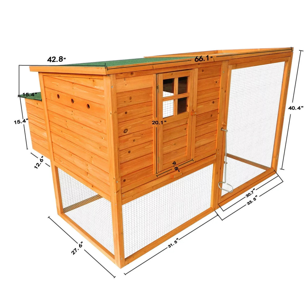 PawHut 64in Large Wooden Chicken Coop Kit With Outdoor Run And Nesting Box
