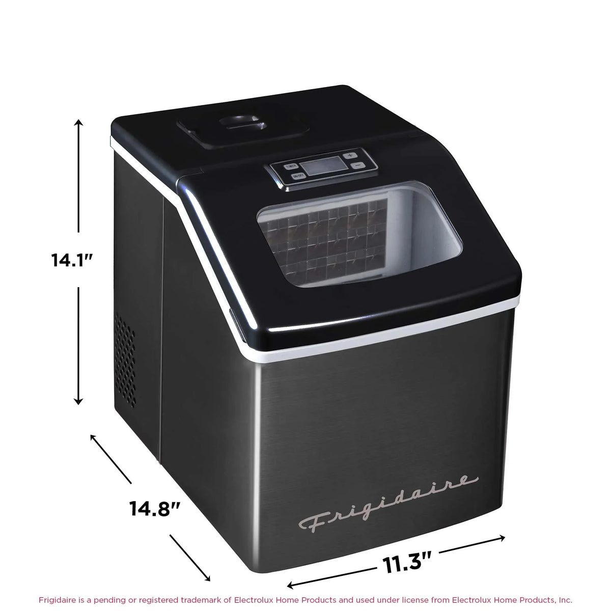 Frigidaire Countertop Clear Square Ice Maker, 40 lbs. Per Day - Stainless Steel