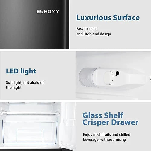 Euhomy Mini Refrigerator With Freezer, 3.2 Cu.Ft