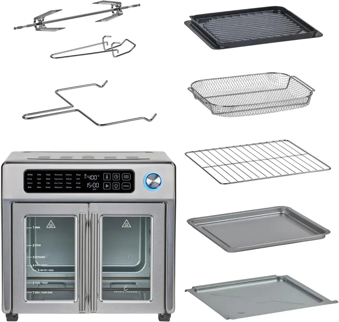 Emeril Lagasse 26 Quart Extra Large Air Fryer Convection Toaster Oven With French Doors - Stainless Steel