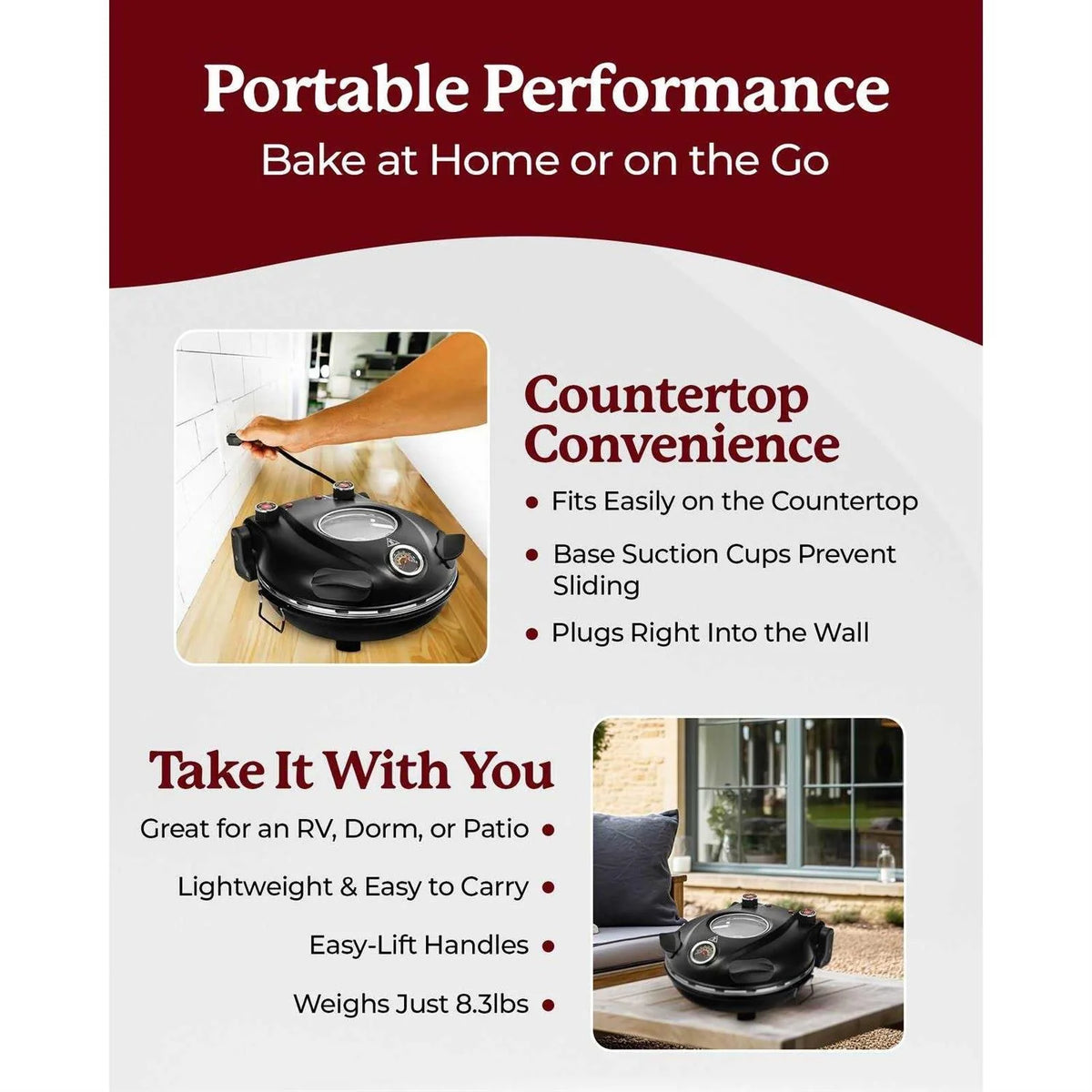 Granitestone Piezano Countertop Pizza Oven With 12in Pizza Stone
