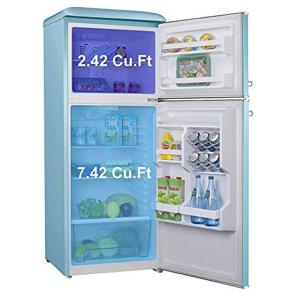 Galanz Top Mount Refrigerator 10.0 Cu Ft Blue 23.74 x 27.48 x 61.81 in - GLR10TBEEFR