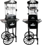 RENDGO Popcorn Maker Machine With Cart, 10 Oz Kettle, 60 Cups, Black