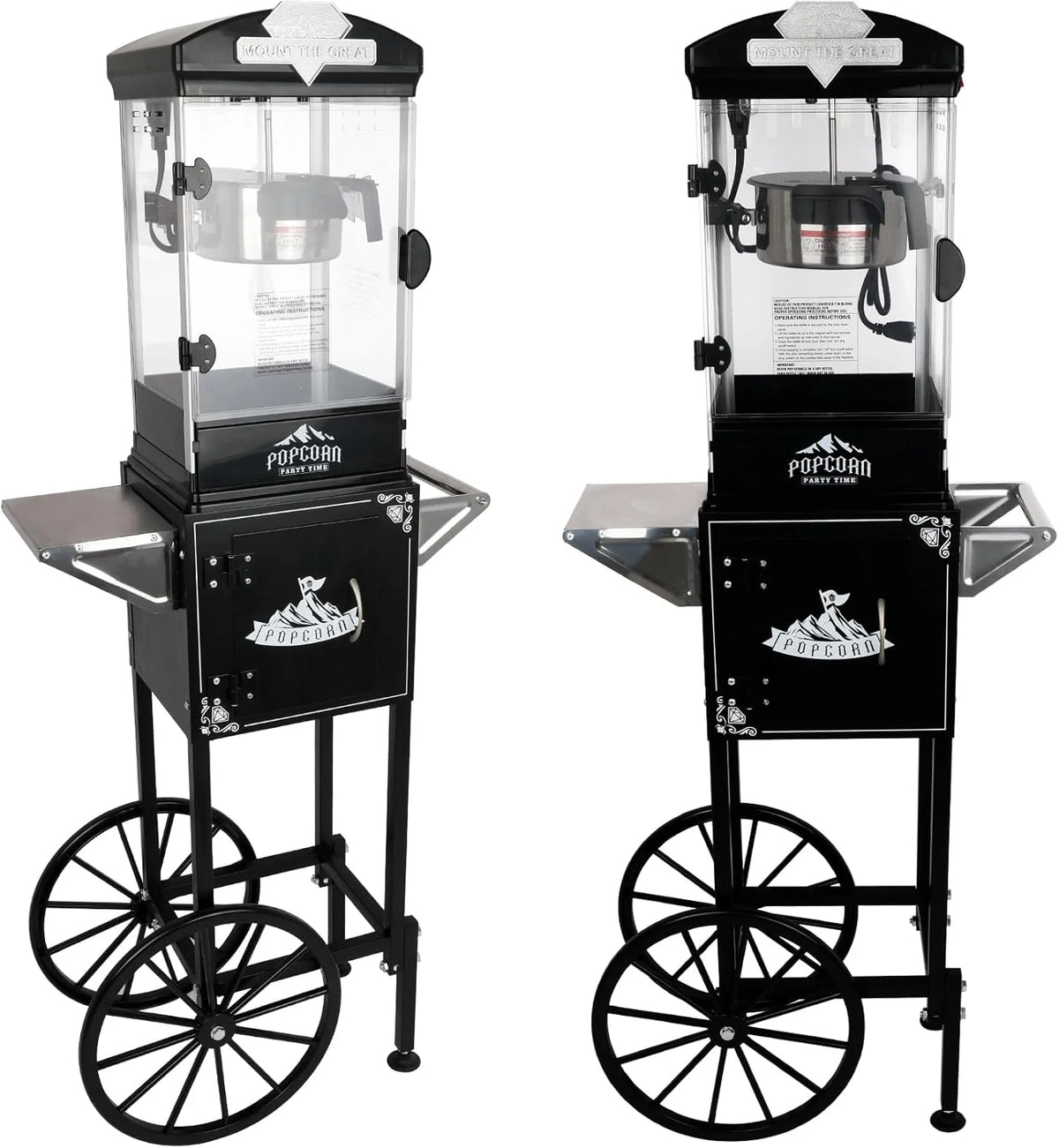 RENDGO Popcorn Maker Machine With Cart, 10 Oz Kettle, 60 Cups, Black