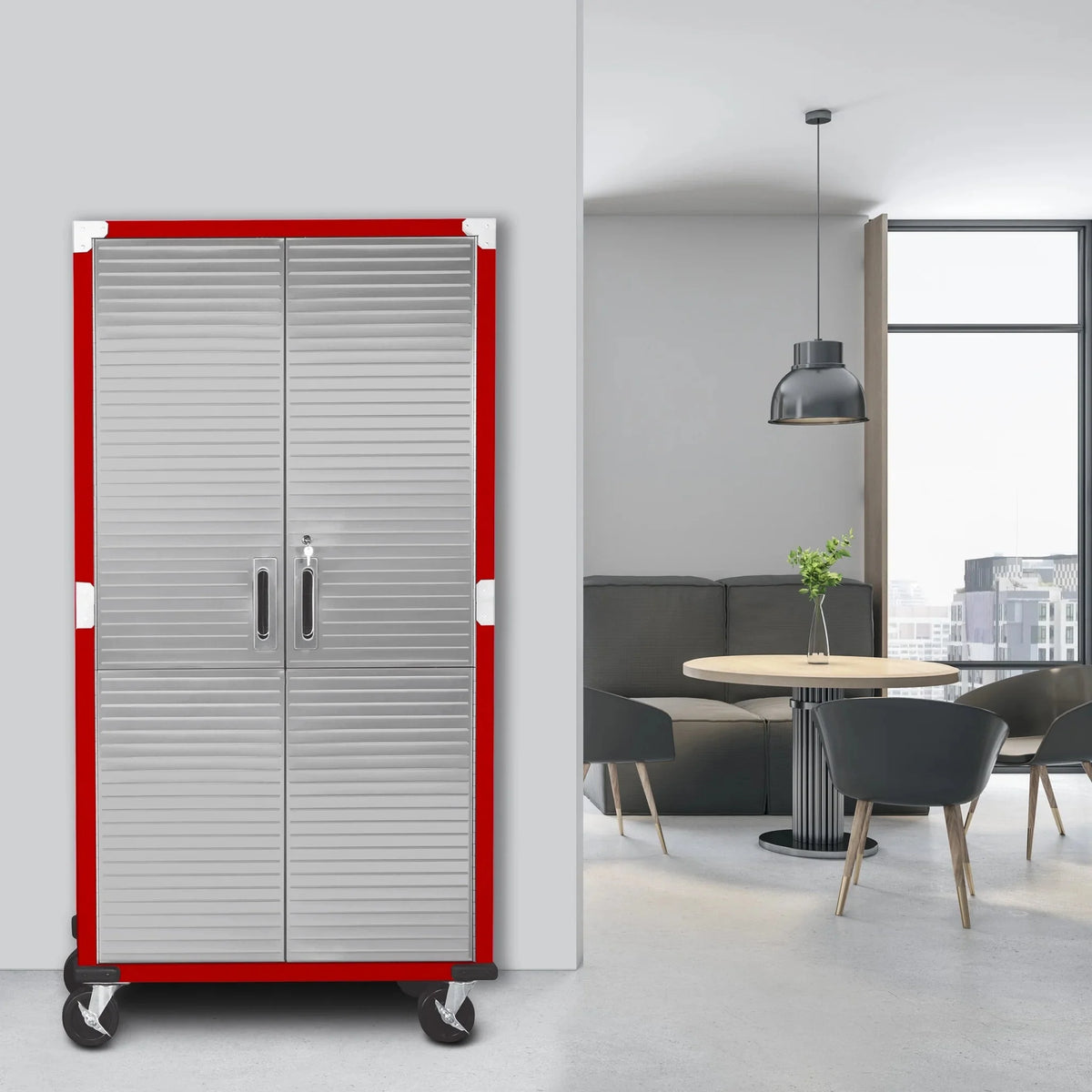 Seville Classics UltraHD Rolling Storage Cabinet, Granite, 36in W x 18in D x 72in H