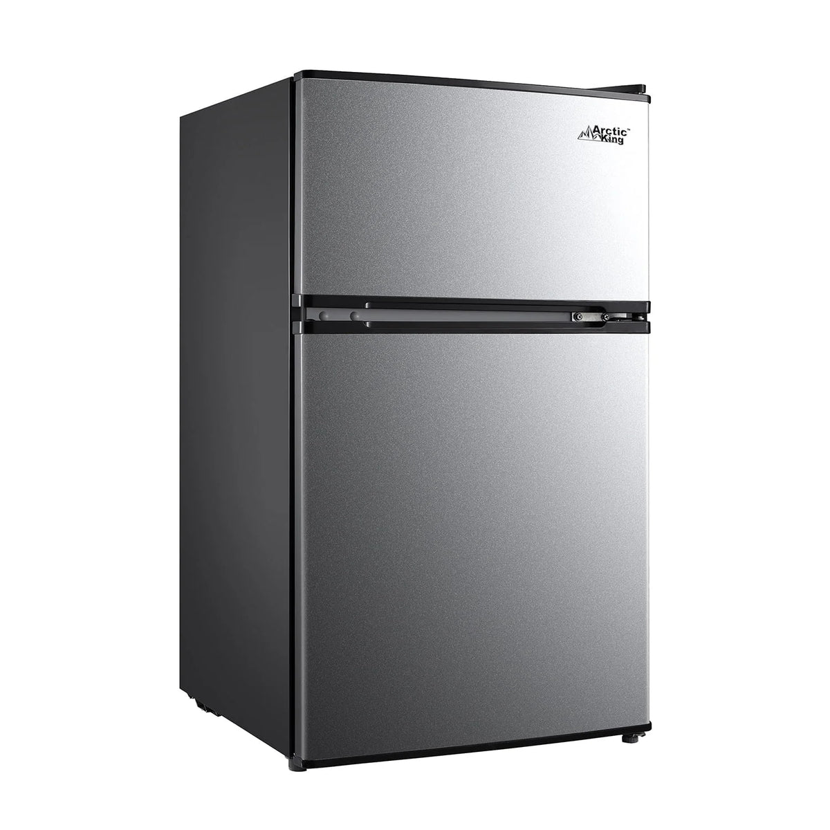 Arctic King Two-Door Mini Fridge With Freezer, 3.2 Cu. Ft., Stainless Steel