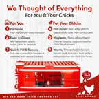 RentACoop Big Red Barn Chick Brooder Set With 12 x 12 Heating Plate, Feeders And Waterers