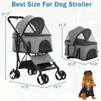 Dkeli 3-in-1 Folding Pet Stroller With Detachable Carrier And Car Seat, 44 Lbs