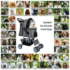 NiamVelo 4-Wheel Foldable Pet Stroller With Cup Holders And Storage Basket - 30 LBS Capacity