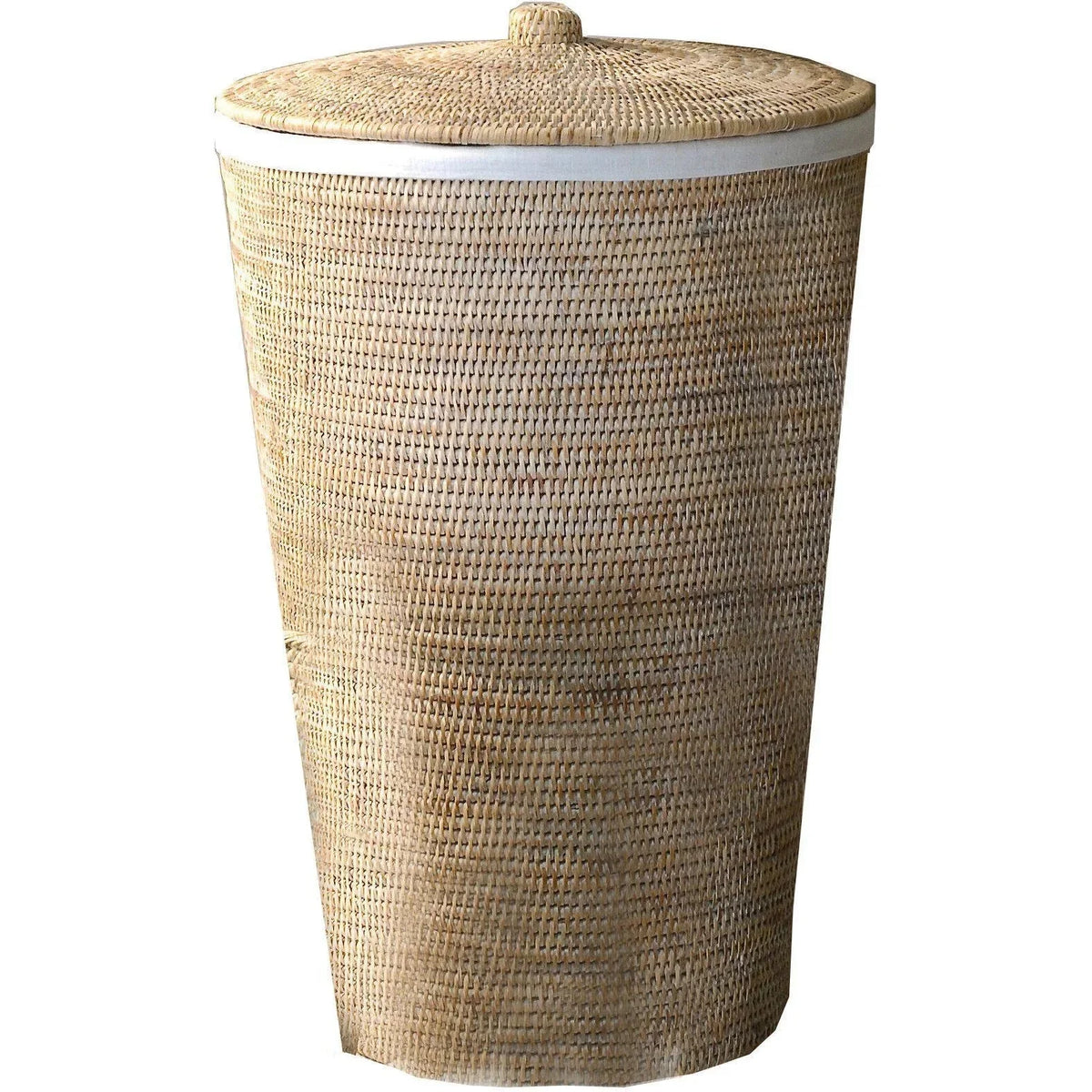 AGM Home Store DWBA Malacca Single Hamper Laundry Basket With Lid 15x25in - Rattan