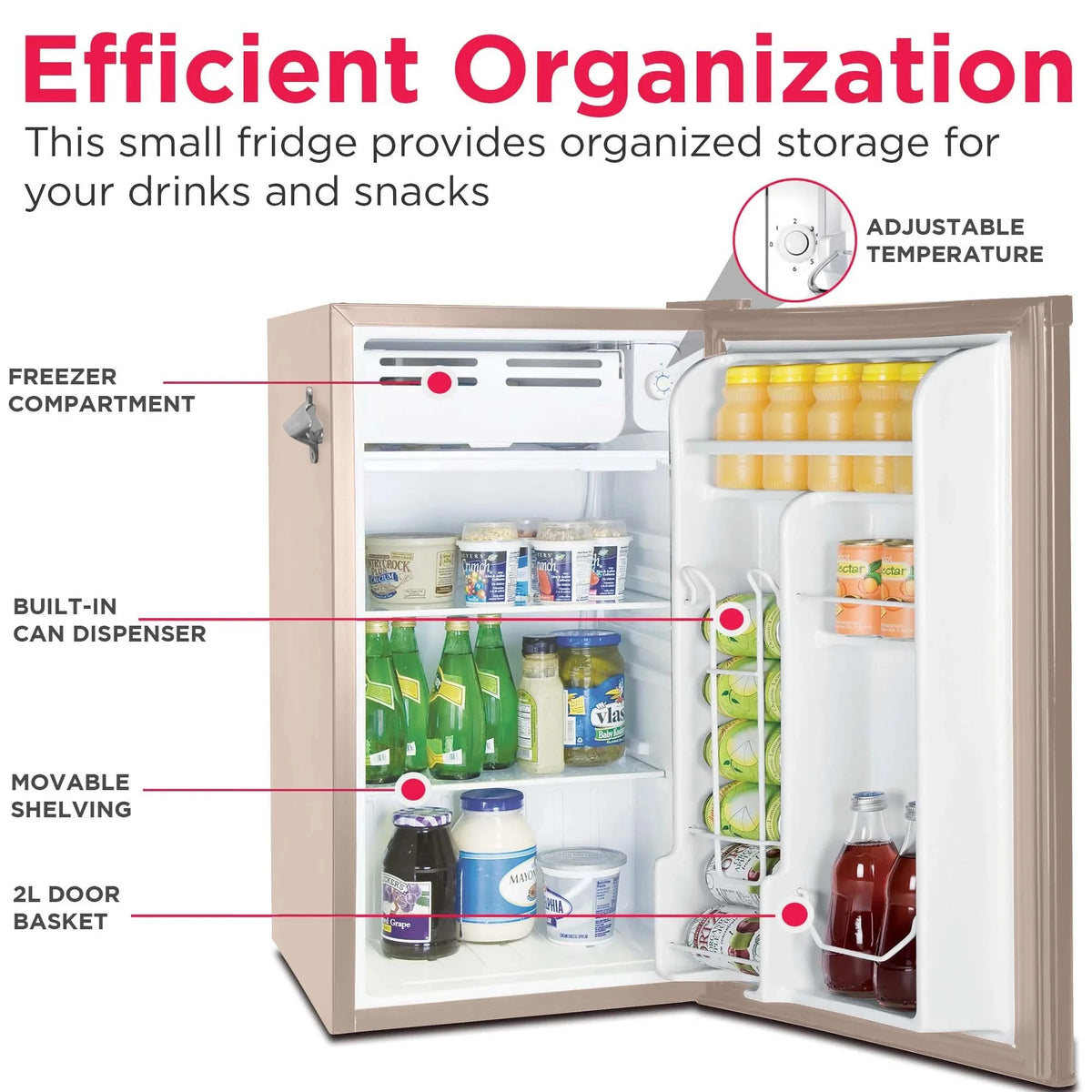 Frigidaire Retro Bar Fridge, 3.2 Cu. Ft., Pink, 65-Watt - EFR376-C-PINK