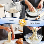 Camic Stand Mixer, 4.2QT + 5.3QT Stainless Steel Bowls, 10 Speeds - Grey
