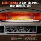BIG HORN OUTDOORS Countertop Electric Pizza Oven, 14-inch, Stainless Steel, Black/Silver