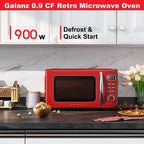 Galanz Retro Countertop Microwave Oven, 0.9 cu ft, Red - GLCMKZ09RDR09