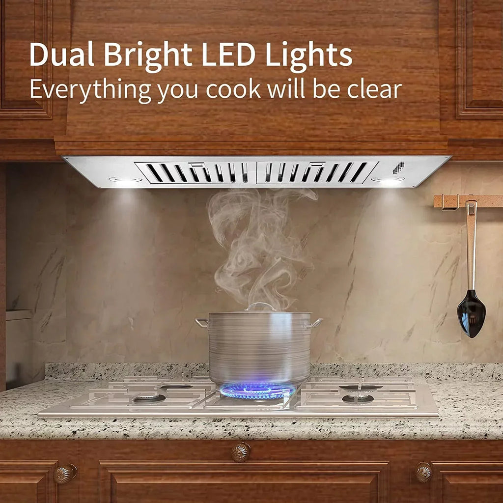 Range Hood 30 inch Built-In Insert Vent Hood, 600 CFM, Stainless Steel