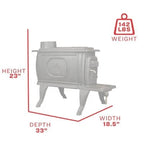 Logwood Cast Iron Wood Stove, 900 Sq. Ft., 54,000 BTUs
