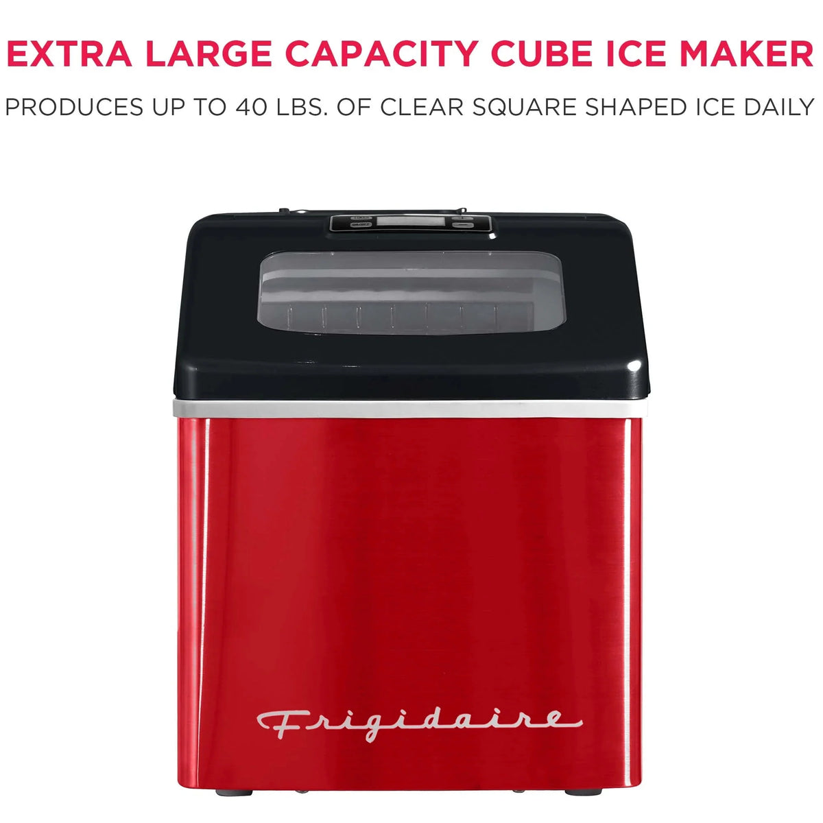 Frigidaire Countertop Clear Square Ice Maker, 40 lbs. Per Day - Stainless Steel