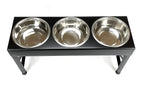 Elevated Triple Dog Feeding Station With 3-Quart Stainless Steel Bowls, 16 Inch Tall