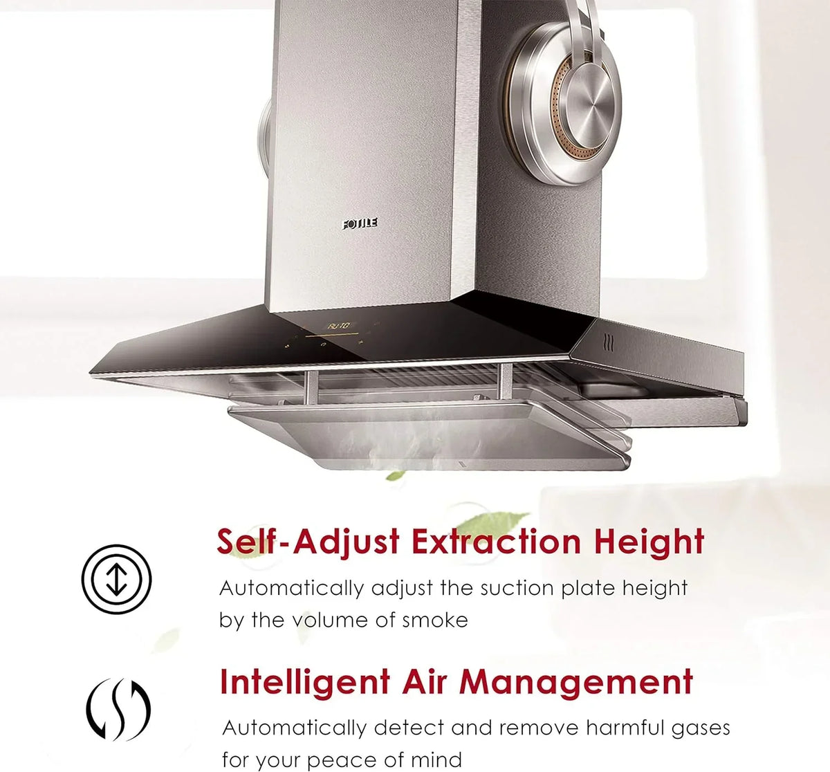 FOTILE Wall Mount Range Hood, 36 in. 1100 CFM, 2 LED Lights, Stainless Steel - Perimeter Vent Series