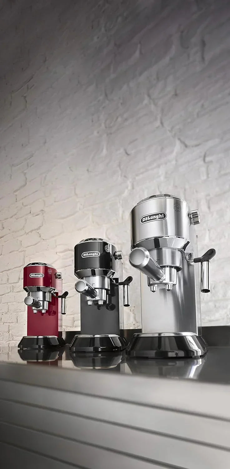 De'Longhi Dedica Espresso Machine With Manual Milk Frother, 1 Liters, Silver - EC680M